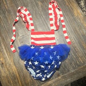 Patriotic Striped and Starred Baby Romper